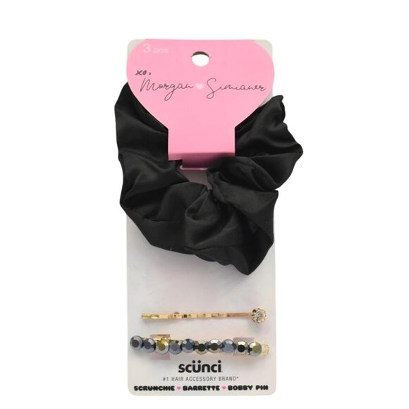 Scunci Morgan Simianer 3 Piece Hair Accessory Set Scrunchie Barrette Bobby Pin - Picture 1 of 2